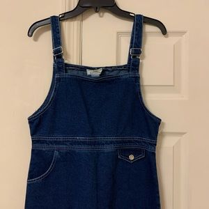 Vintage denim jumper jean maxi dress small
